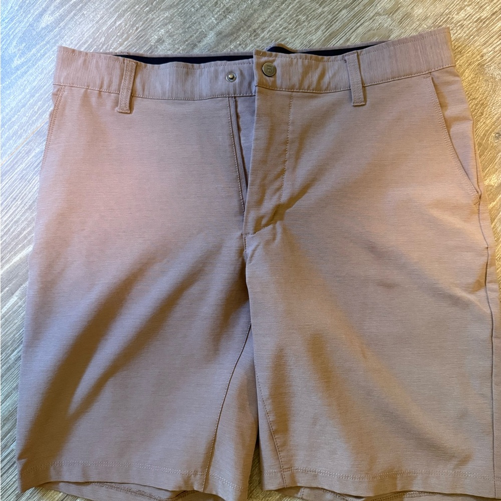 BYLT Basics Tan Flat Front Shorts Classic Style